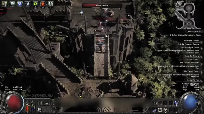Screenshot of colored boxes around monsters with distance readouts